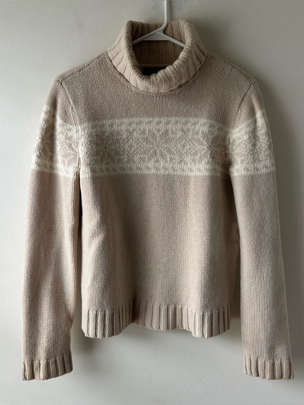 Vintage Lauren Ralph Lauren Lambswool Fair Isle Turtleneck Sweater Cream L